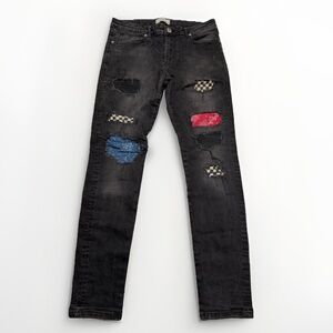Lakenzie brand, black patchwork jeans, unisex‎ Medium #662